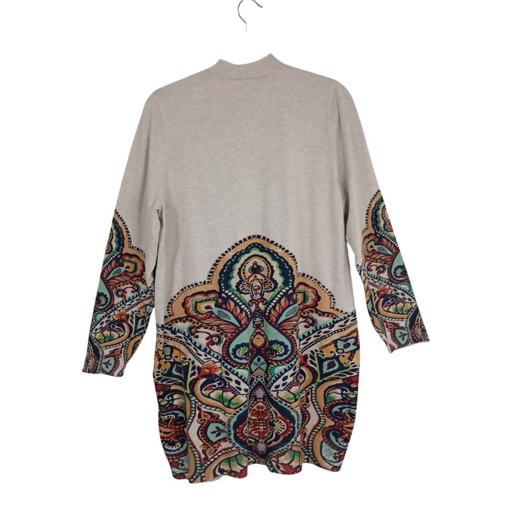 Chicos Cardigan Multicolor Open Front Paisley Print Lightweight Sz 2 (US 12-14) - Picture 8 of 9